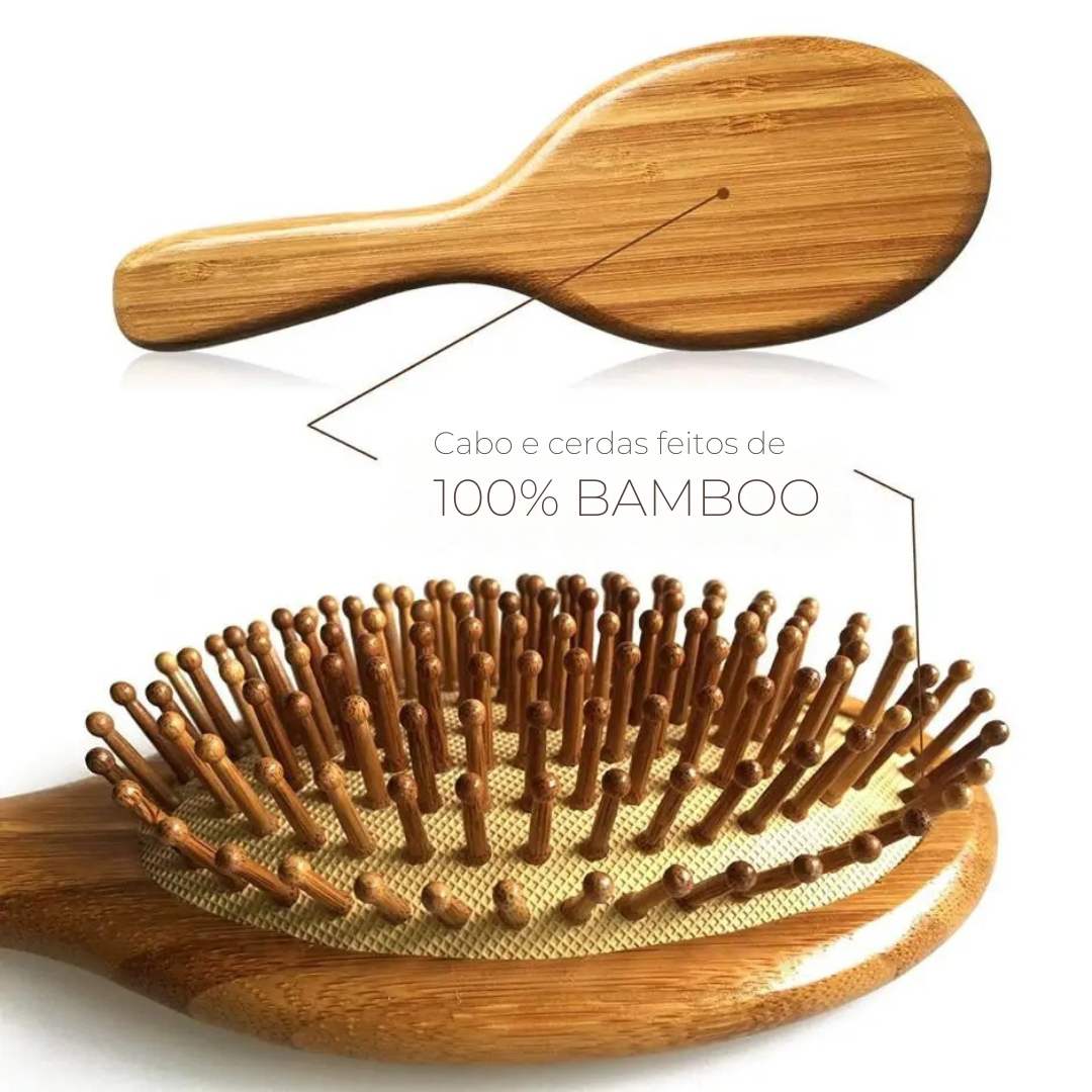 Escova de Bambu para Cuidado Capilar