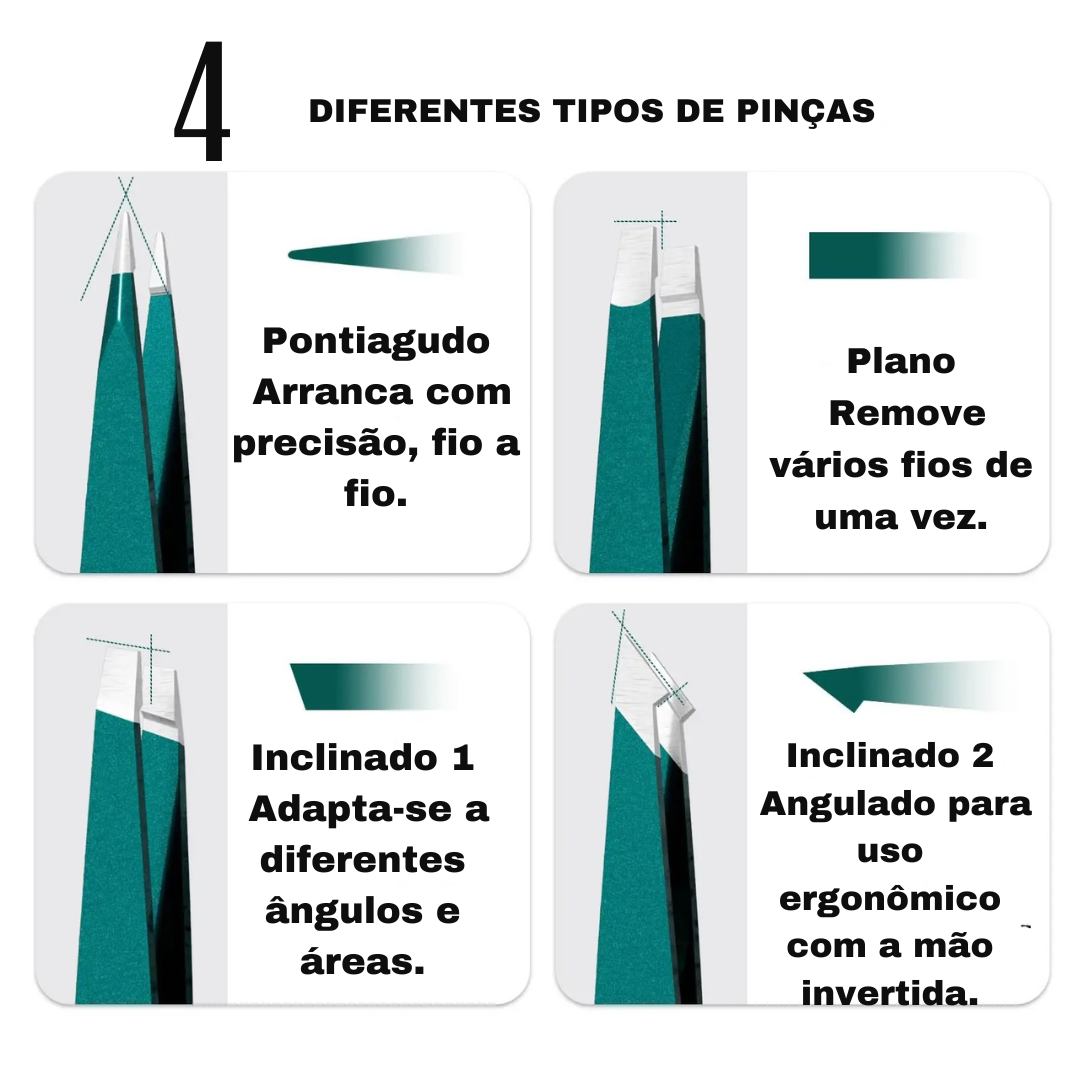 Kit Profissional de Pinças para Sobrancelhas