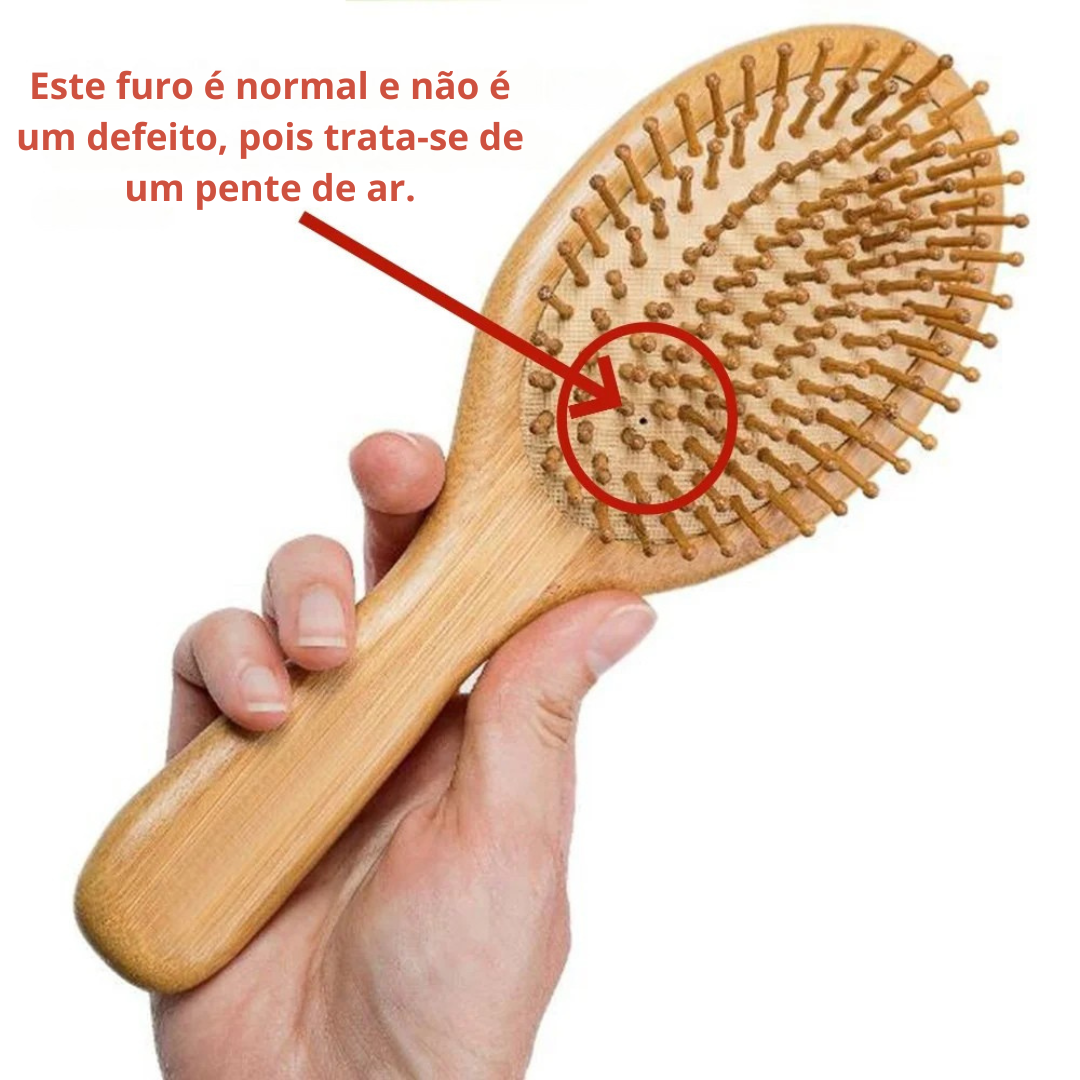 Escova de Bambu para Cuidado Capilar