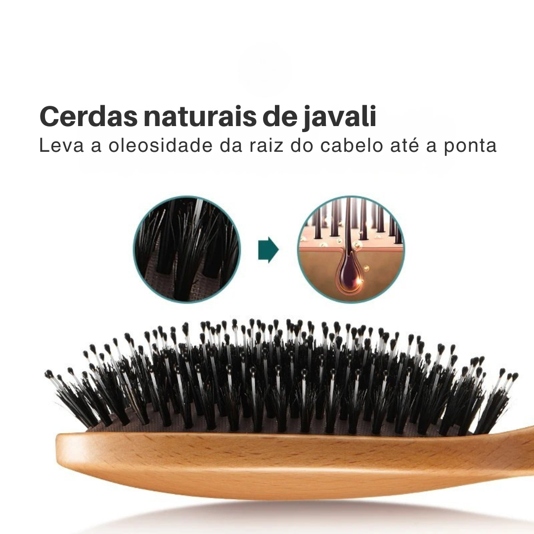 Escova de Cabelo Cerdas Naturais