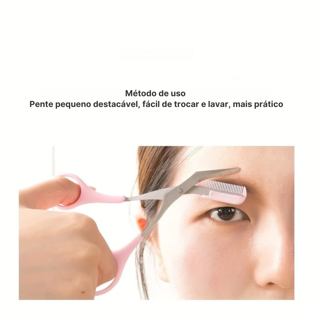 Tesoura Precisão para Sobrancelhas com Pente