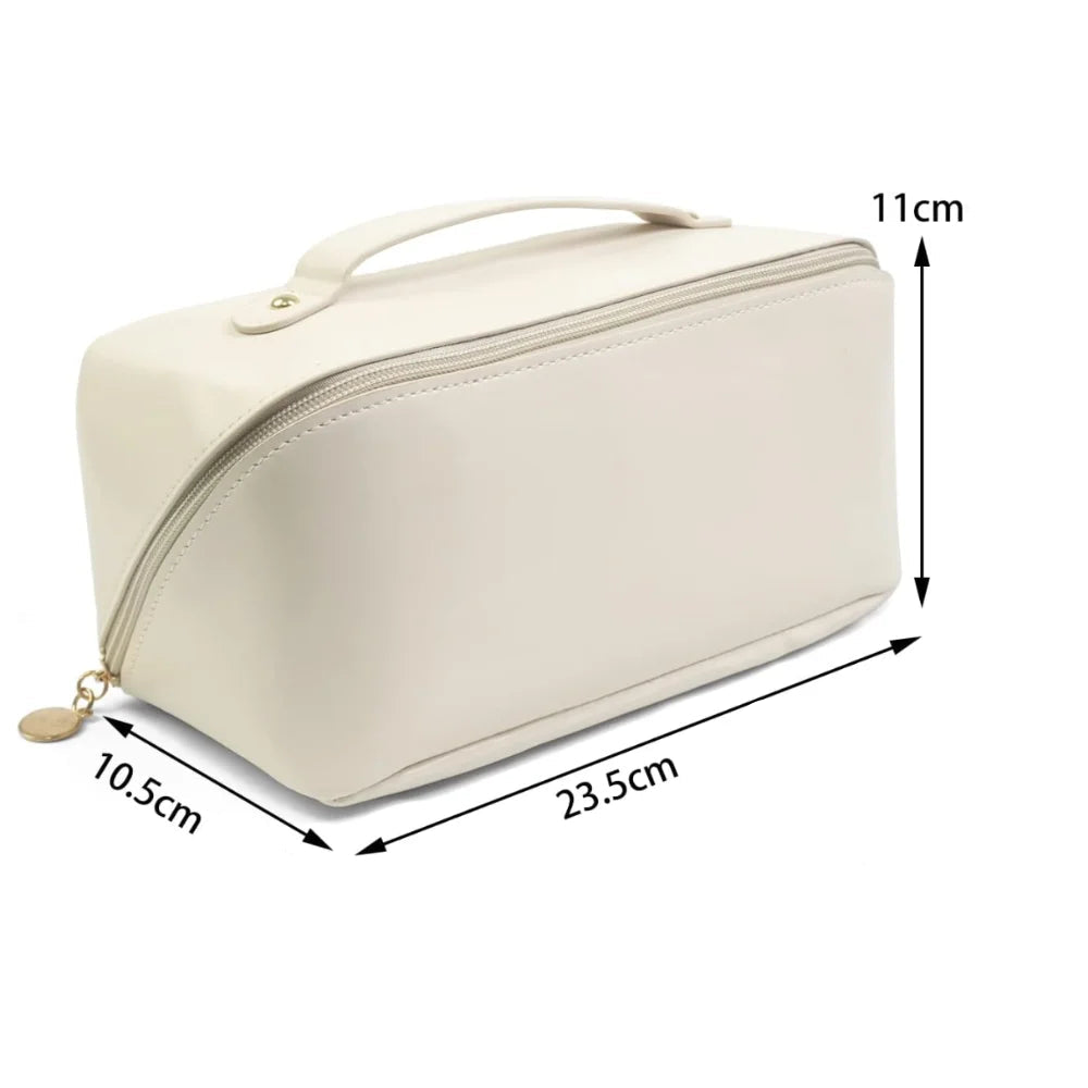 Bolsa Necessaire Feminina para Maquiagem e Cosméticos Couro Maleta De Grande Capacidade Portátil Viagem