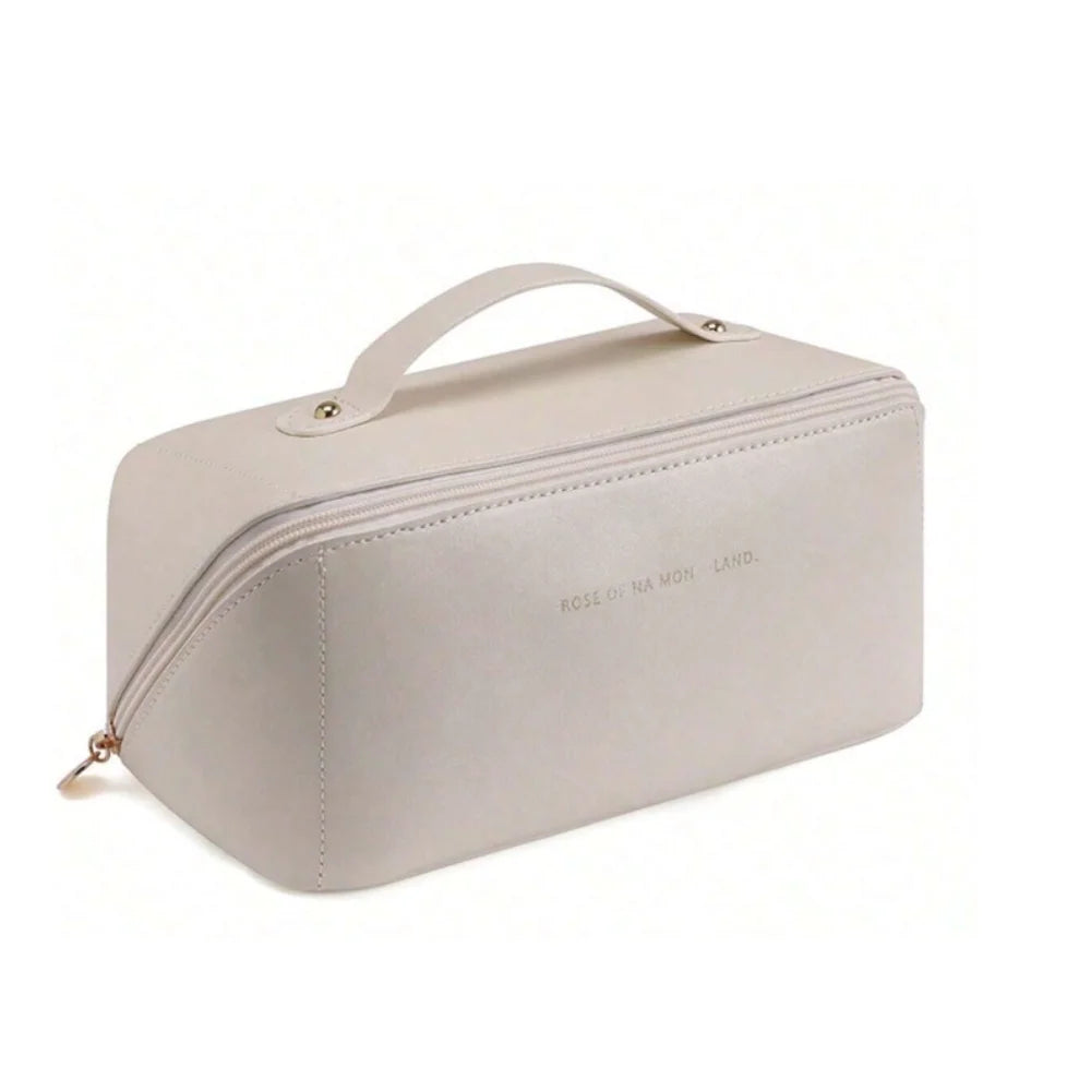 Bolsa Necessaire Feminina para Maquiagem e Cosméticos Couro Maleta De Grande Capacidade Portátil Viagem