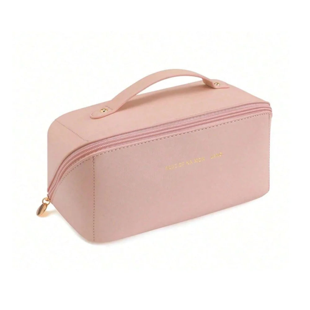 Bolsa Necessaire Feminina para Maquiagem e Cosméticos Couro Maleta De Grande Capacidade Portátil Viagem
