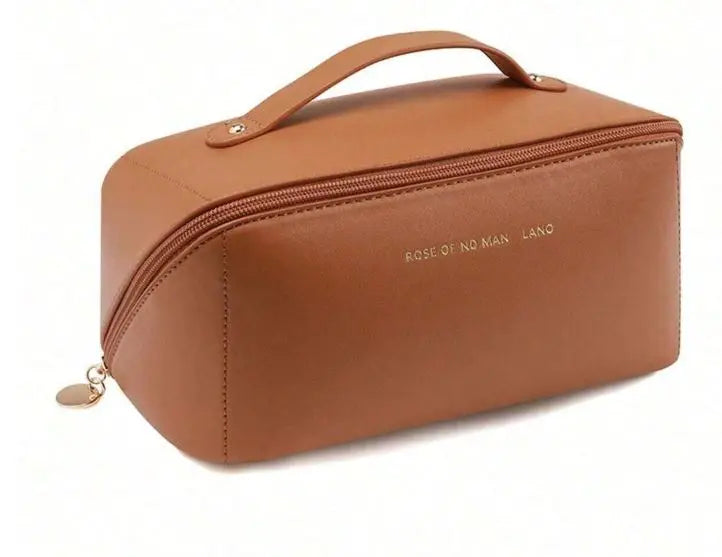 Bolsa Necessaire Feminina para Maquiagem e Cosméticos Couro Maleta De Grande Capacidade Portátil Viagem