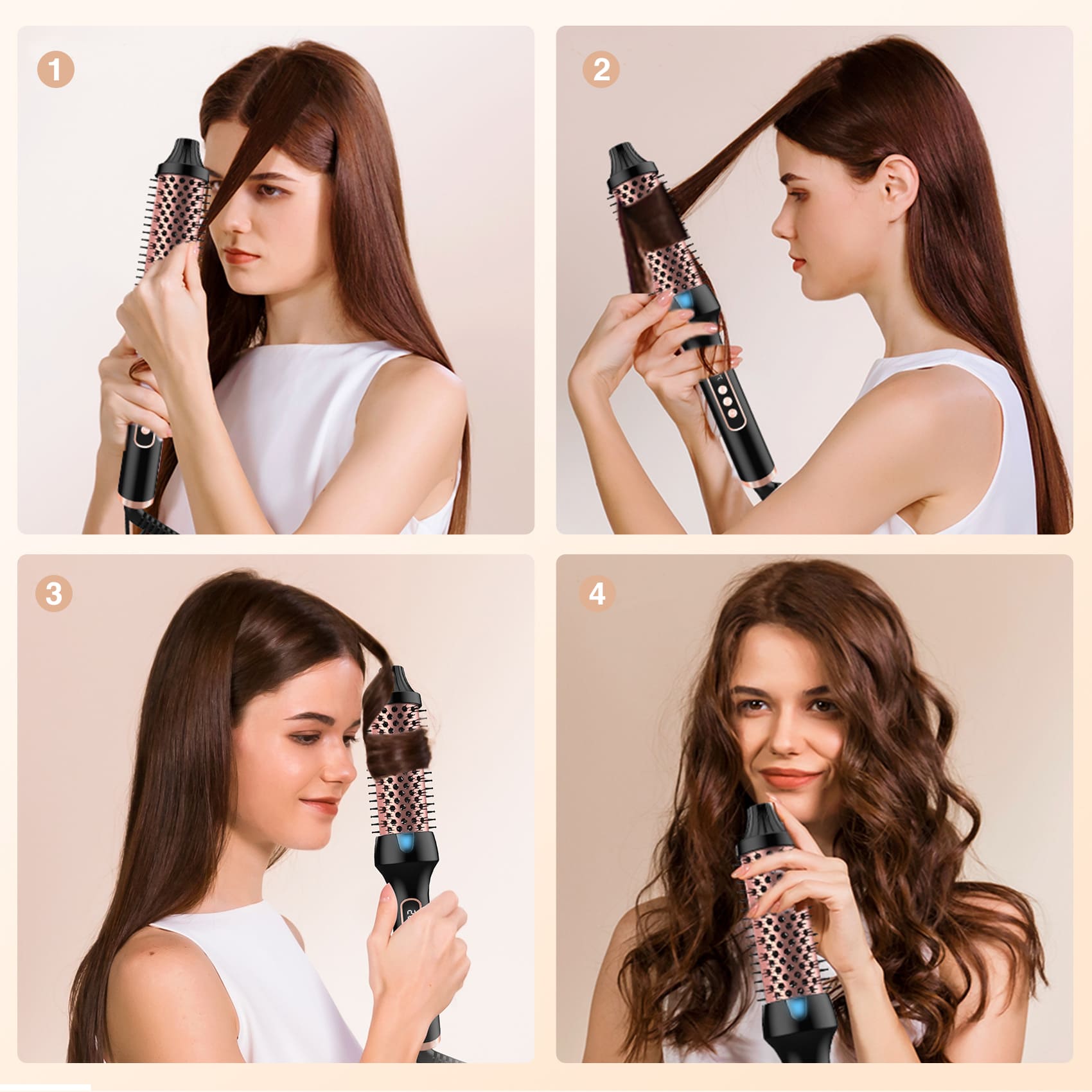 escova térmica íon negativo, escova térmica cerâmica turmalina, escova para cabelo seco e molhado, escova modeladora profissional, escova modeladora digital, escova modeladora bivolt, escova modeladora 3 em 1, escova com proteção térmica, escova com cabo giratório 360º, escova alisadora com desligamento automático, alisador e modelador de cabelo