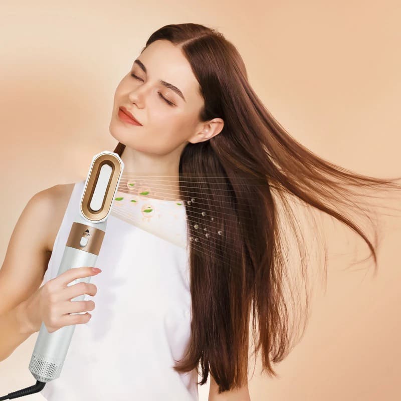 escova térmica com íons negativos, escova secadora profissional, escova secadora bivolt, escova secadora 5 em 1, escova para cabelo seco e molhado, escova multifuncional para cabelo, escova modeladora cerâmica turmalina, escova com cabo giratório 360°, escova alisadora profissional, escova alisadora com controle de temperatura, babyliss modelador de cabelo