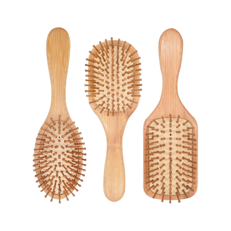 Profissional Pente De Madeira Saudável, Paddle Almofada, Perda De Cabelo Massagem Escova, Pente De Cabelo, Couro cabeludo Cuidados, Bambu, 1Pc