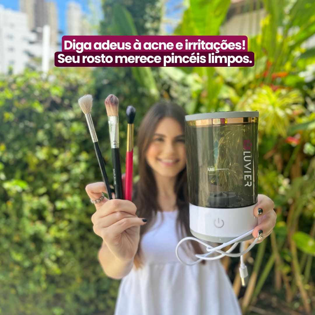 máquina de limpar pincéis, limpeza de pincéis profissional, limpador elétrico para pincéis, limpador de pincéis de maquiagem, limpador de pincel com secagem, limpador de maquiagem rápido, limpador automático de pincéis, lavador de pincéis elétrico, lavador automático de pincéis, higienizador de pincéis de maquiagem, acessório para limpar pincéis