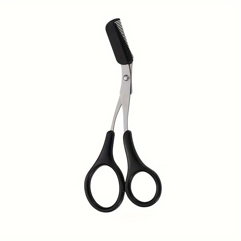Tesoura de corte de sobrancelha de aço inoxidável com pente, ferramenta segura de maquiagem para aparar sobrancelhas, criação precisa de formato perfeito de sobrancelha