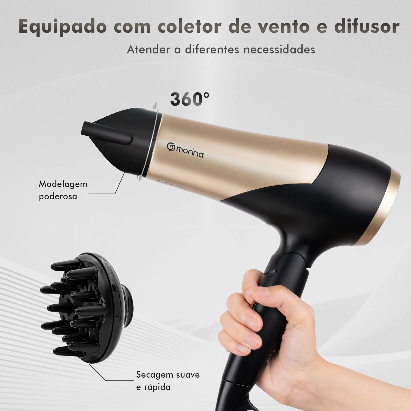secador de cabelo, secador，secador de cabelo profissional，hair dryer,Secador De Cabelo 110/220v 1800w Preto/ Dourado,do brasil