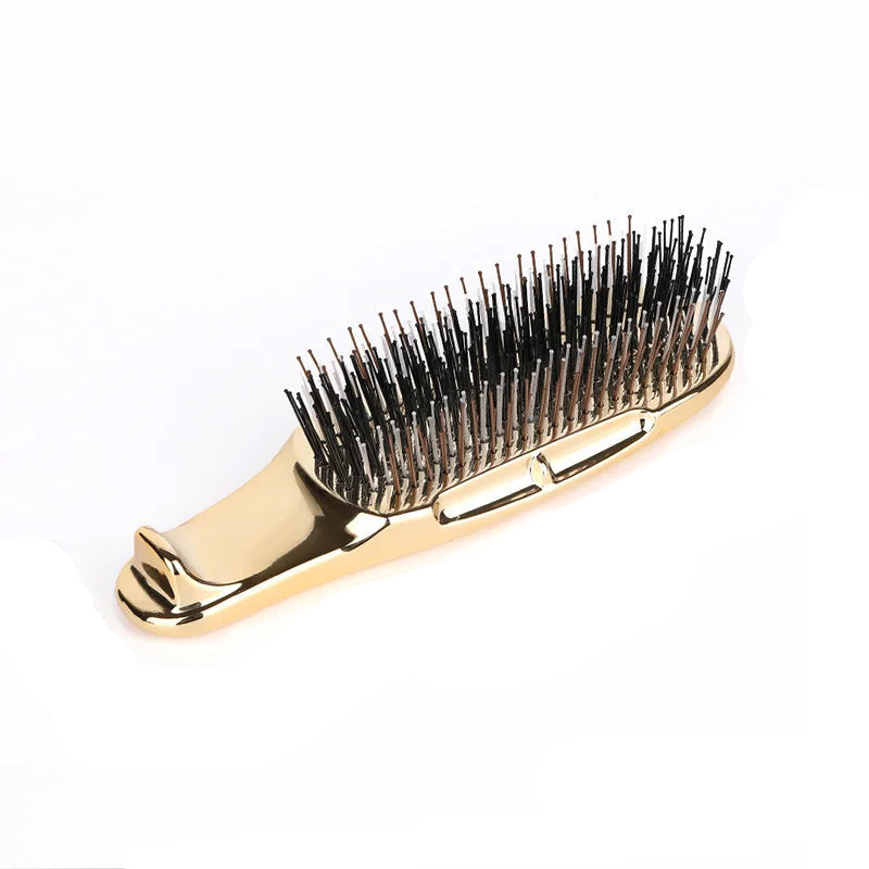 Pente de cabelo galvanizado portátil com massagem meridiana, limpeza do couro cabeludo, seco e molhado, ferramenta de estilo de dupla utilização