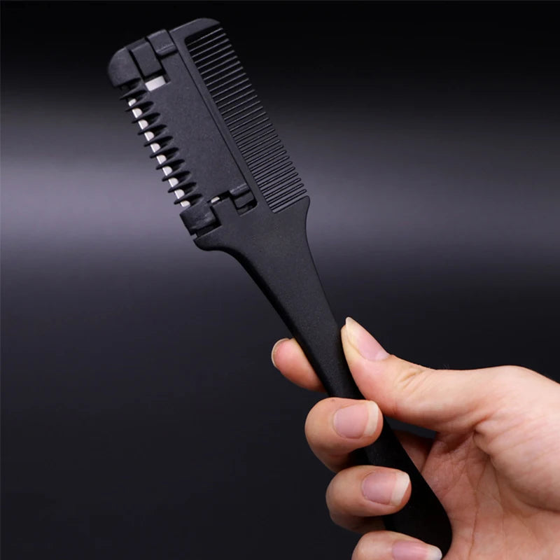 1pc pente de corte de cabelo escovas de cabelo com lâminas de barbear aparador de cabelo ferramentas de desbaste barbearia salão de beleza ferramenta de estilo pente