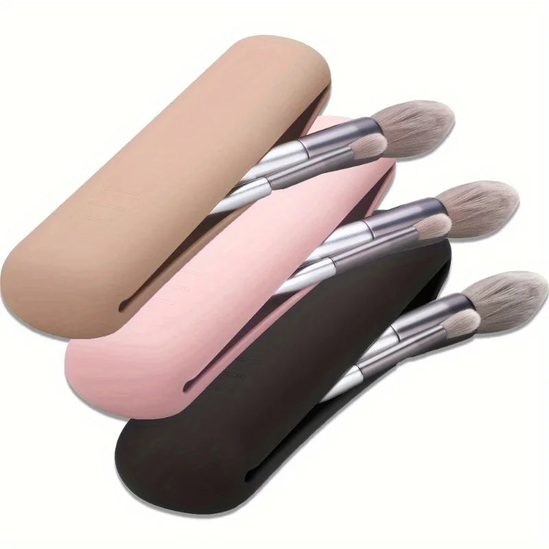 Suporte de escova de maquiagem de viagem, suporte de pincéis de rosto cosmético moderno e portátil de silicone, organizador de ferramentas de maquiagem macio e elegante