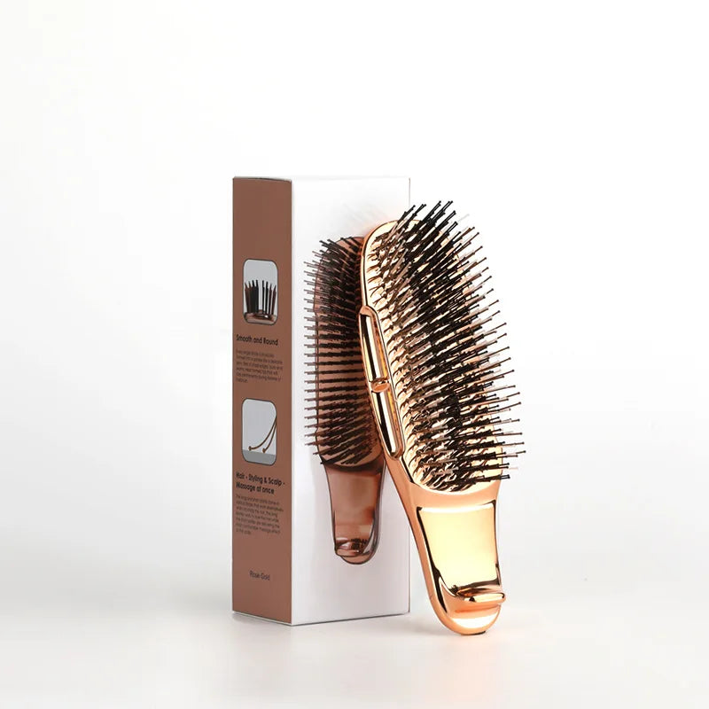 Pente de cabelo galvanizado portátil com massagem meridiana, limpeza do couro cabeludo, seco e molhado, ferramenta de estilo de dupla utilização