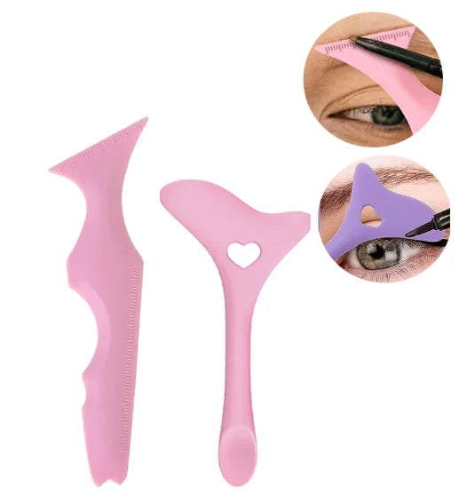 2 pçs conjunto alado delineador estêncil rímel escudo aplicador conjunto reutilizável silicone delineador guia ferramenta para maquiagem dos olhos, máscara aplic