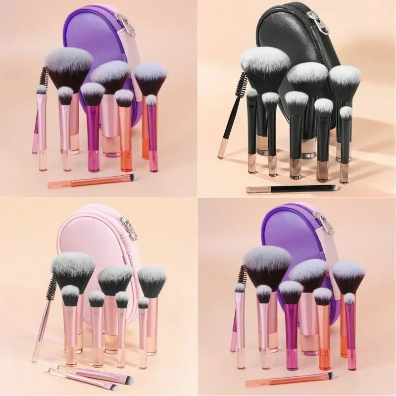 10 pçs/saco mini conjunto de pincéis de maquiagem em pó sombra fundação blush liquidificador corretivo beleza ferramentas de maquiagem escova profissional