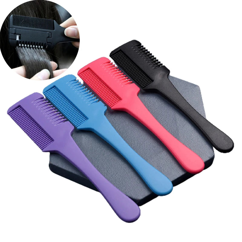 1pc pente de corte de cabelo escovas de cabelo com lâminas de barbear aparador de cabelo ferramentas de desbaste barbearia salão de beleza ferramenta de estilo pente