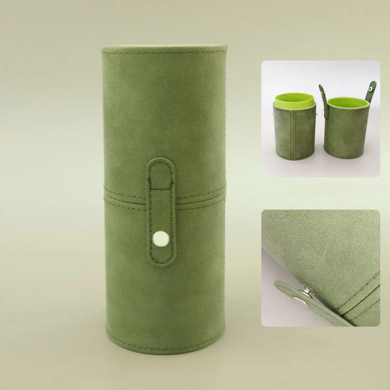 Balde de pincel de maquiagem de couro pu portátil bolsa de cosméticos de viagem multifuncional à prova de poeira cilindro de pincel de maquiagem à prova d'água