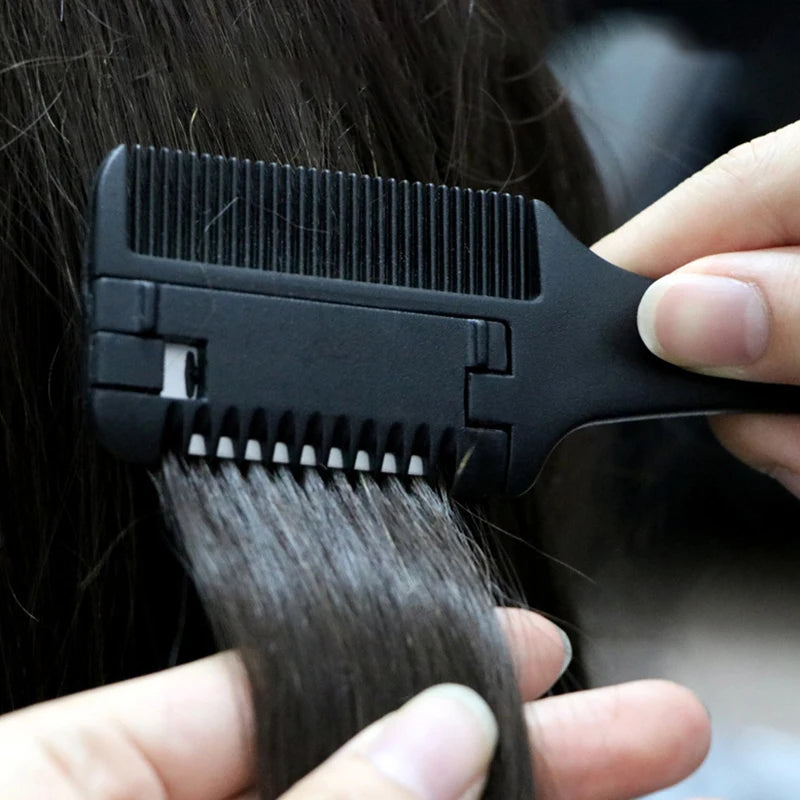 1pc pente de corte de cabelo escovas de cabelo com lâminas de barbear aparador de cabelo ferramentas de desbaste barbearia salão de beleza ferramenta de estilo pente