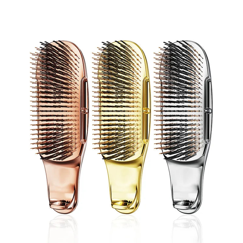 Pente de cabelo galvanizado portátil com massagem meridiana, limpeza do couro cabeludo, seco e molhado, ferramenta de estilo de dupla utilização