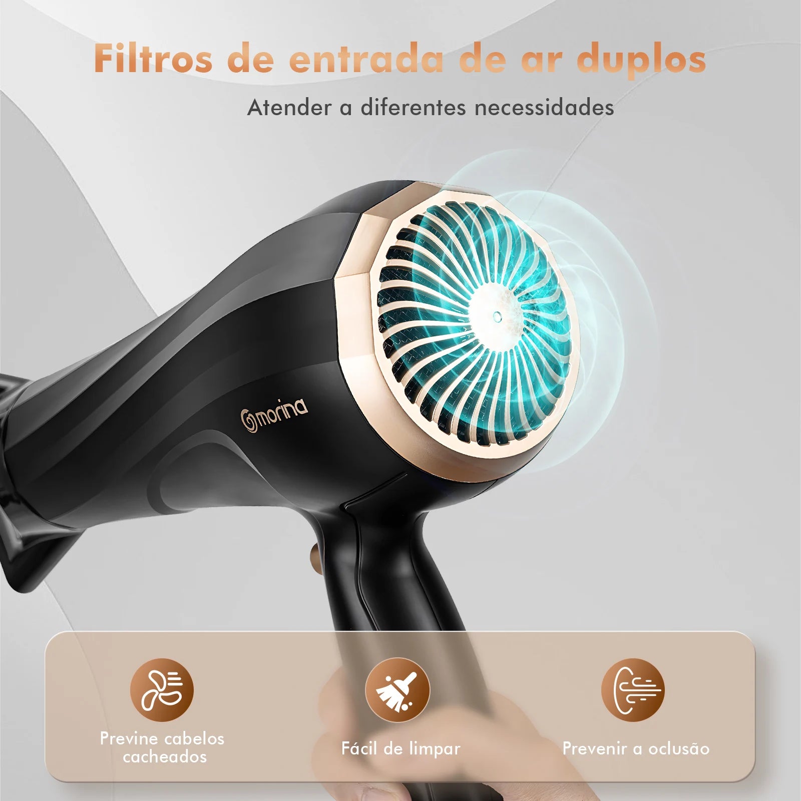 secador de cabelo,secador de cabelos,secador,Secador De Cabelo 110v-127v 1900w Preto/dourado,secador de cabelo elétrico