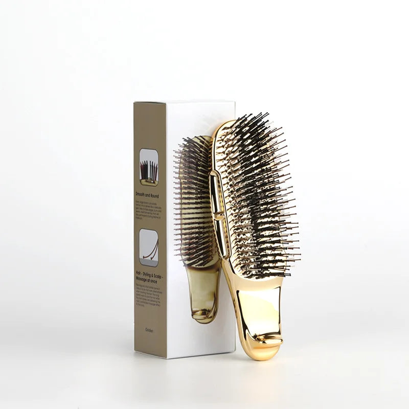 Pente de cabelo galvanizado portátil com massagem meridiana, limpeza do couro cabeludo, seco e molhado, ferramenta de estilo de dupla utilização