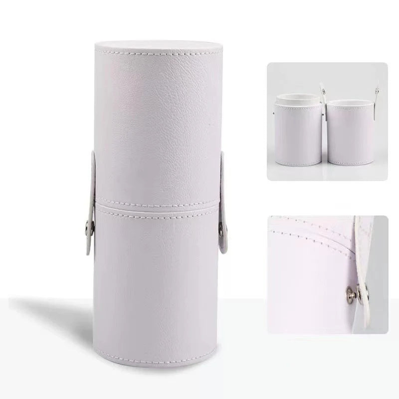 Balde de pincel de maquiagem de couro pu portátil bolsa de cosméticos de viagem multifuncional à prova de poeira cilindro de pincel de maquiagem à prova d'água
