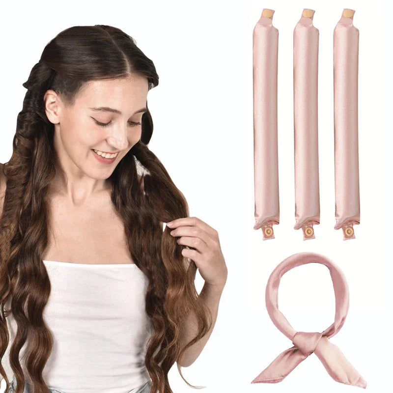Modelador de cabelo sem calor, haste de ondulação, faixa de cabelo sem calor, cachos preguiçosos de cetim, modeladores macios, hastes flexíveis para dormir, ferramentas de estilo