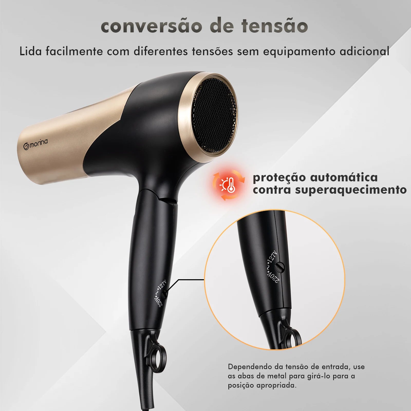 secador de cabelo, secador，secador de cabelo profissional，hair dryer,Secador De Cabelo 110/220v 1800w Preto/ Dourado,do brasil