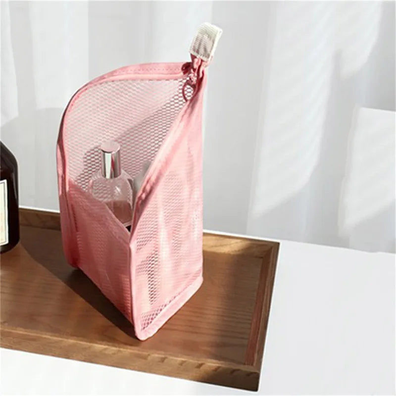 Mulheres eva malha saco de cosméticos armazenamento de viagem saco de maquiagem organizador feminino compõem bolsa portátil pequeno grande caso de beleza de higiene pessoal