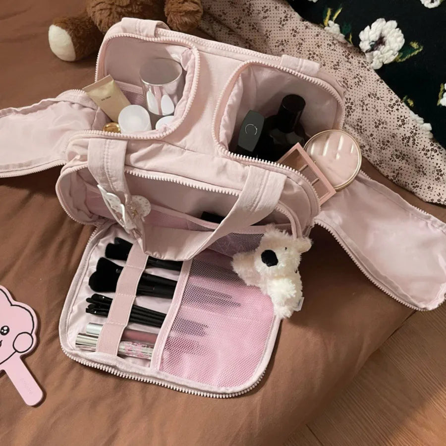 Grande capacidade saco de cosméticos feminino viagem lavagem bolsa banheiro partição chuveiro maquiagem bolsa unisex organizador de produtos de higiene pessoal