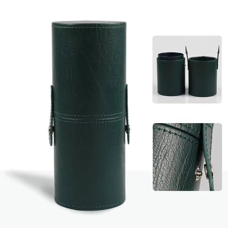 Balde de pincel de maquiagem de couro pu portátil bolsa de cosméticos de viagem multifuncional à prova de poeira cilindro de pincel de maquiagem à prova d'água