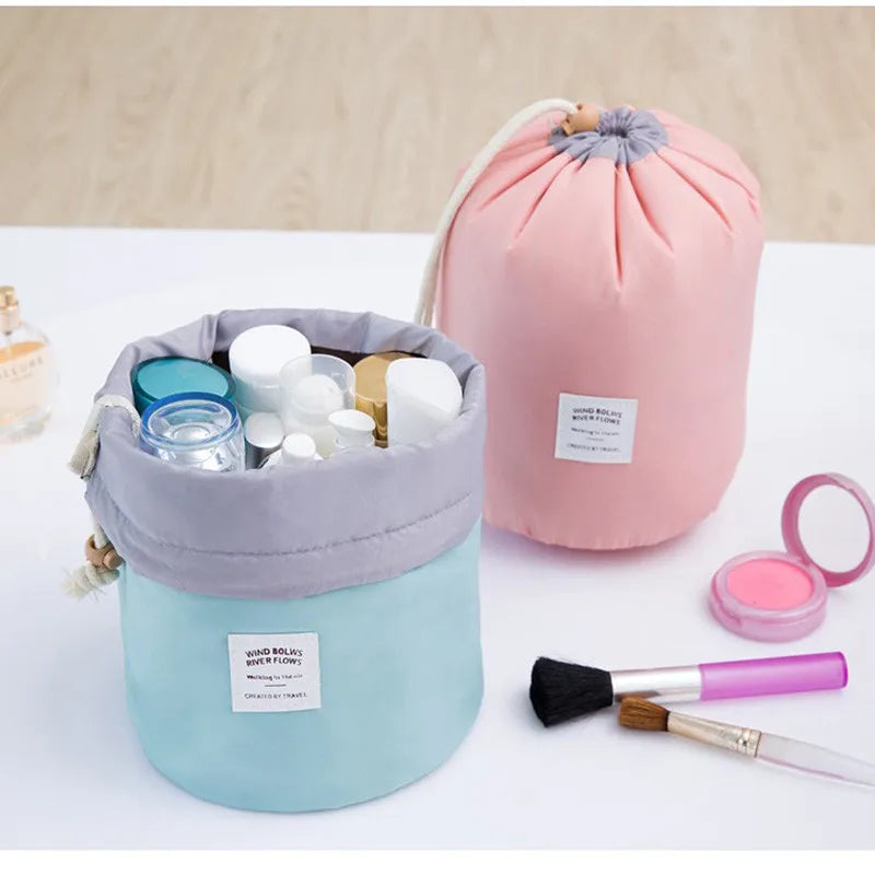 Mulheres saco de cosméticos moda redonda à prova dwaterproof água saco de maquiagem viagem organizador de maquiagem feminino armazenamento kit de higiene pessoal caso senhora caixa