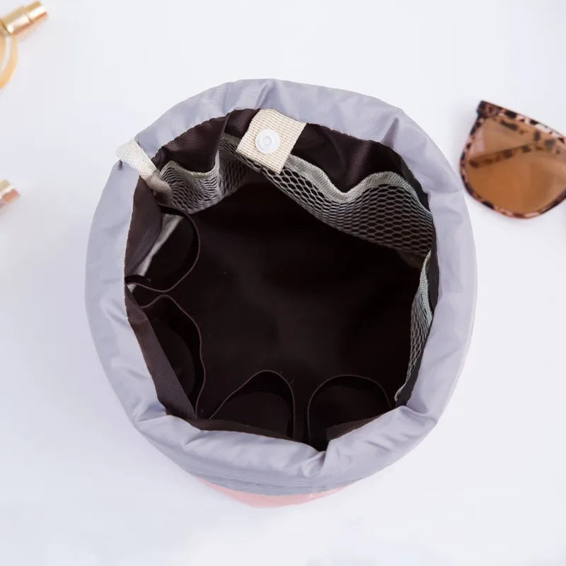 Mulheres saco de cosméticos moda redonda à prova dwaterproof água saco de maquiagem viagem organizador de maquiagem feminino armazenamento kit de higiene pessoal caso senhora caixa