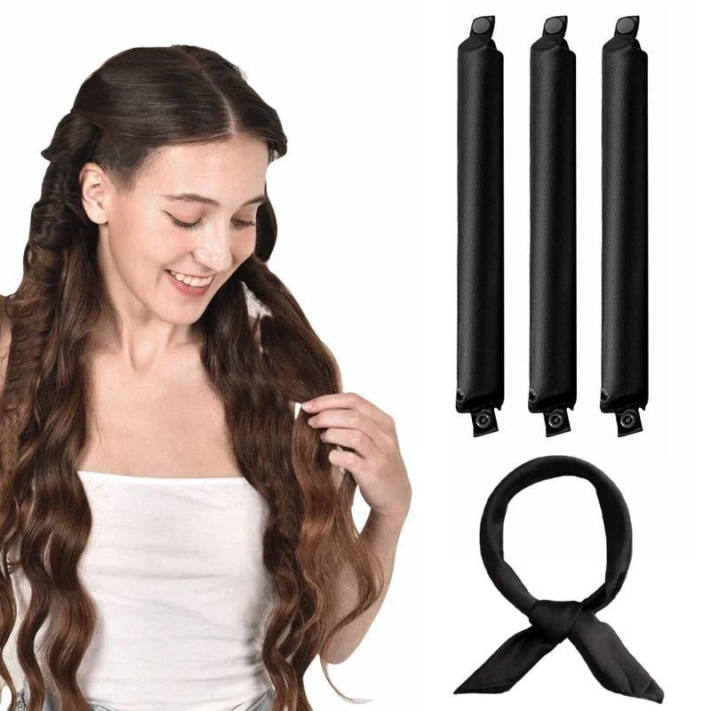 Modelador de cabelo sem calor, haste de ondulação, faixa de cabelo sem calor, cachos preguiçosos de cetim, modeladores macios, hastes flexíveis para dormir, ferramentas de estilo