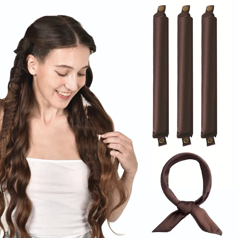 Modelador de cabelo sem calor, haste de ondulação, faixa de cabelo sem calor, cachos preguiçosos de cetim, modeladores macios, hastes flexíveis para dormir, ferramentas de estilo
