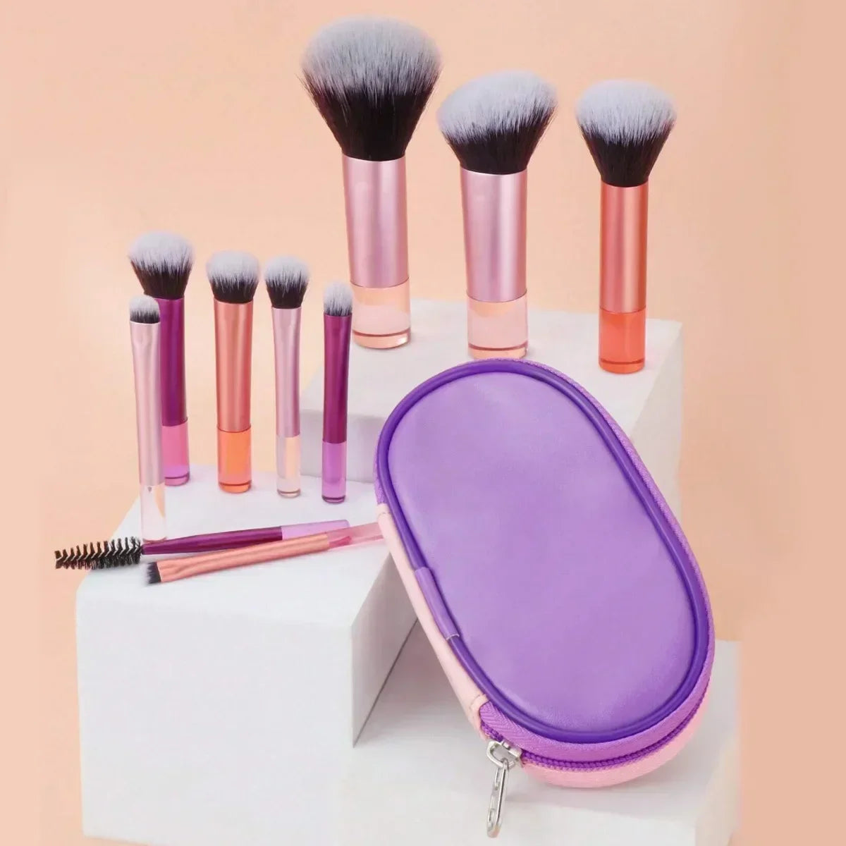 10 pçs/saco mini conjunto de pincéis de maquiagem em pó sombra fundação blush liquidificador corretivo beleza ferramentas de maquiagem escova profissional