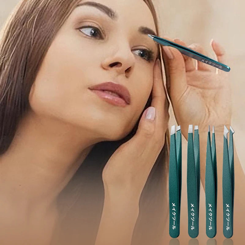 2/4/6 pçs ferramentas de beleza pinça de sobrancelha clipe de remoção de cabelo de aço inoxidável para pinça de extensão de cílios colorido profissional fazer
