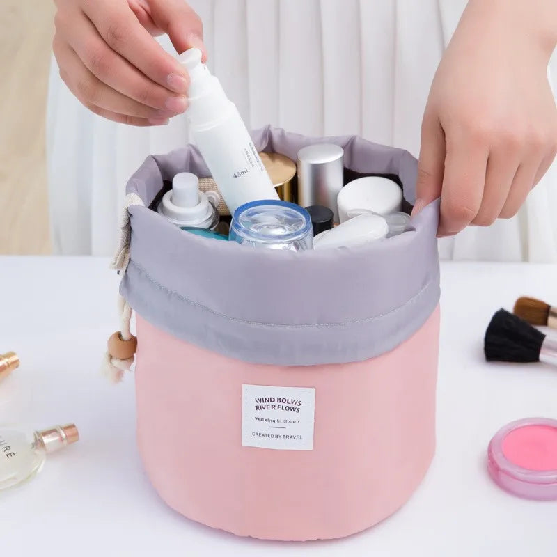 Mulheres saco de cosméticos moda redonda à prova dwaterproof água saco de maquiagem viagem organizador de maquiagem feminino armazenamento kit de higiene pessoal caso senhora caixa