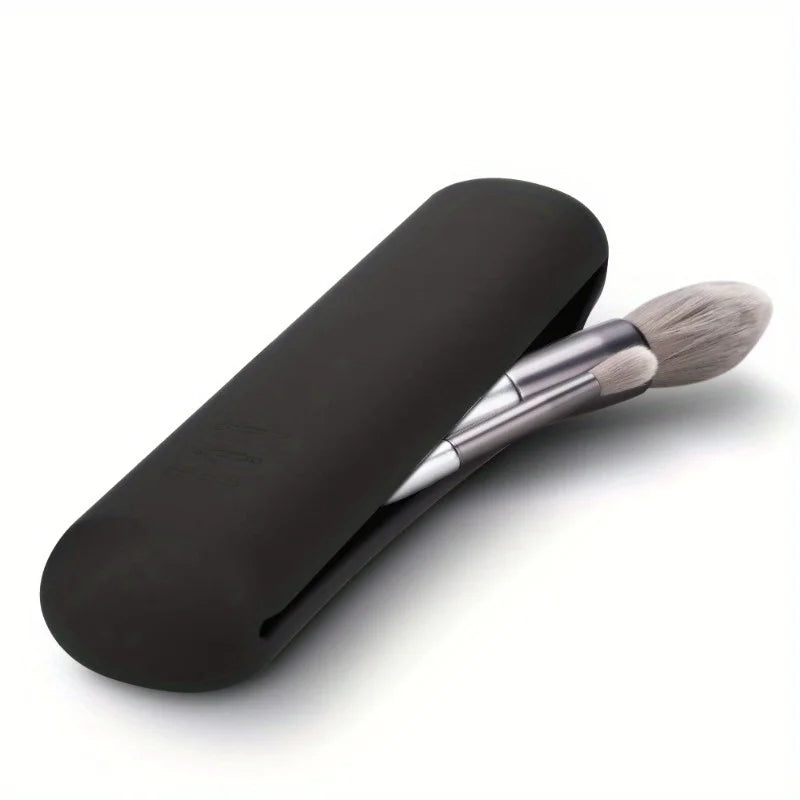 Suporte de escova de maquiagem de viagem, suporte de pincéis de rosto cosmético moderno e portátil de silicone, organizador de ferramentas de maquiagem macio e elegante