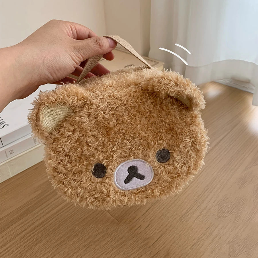 Bonito dos desenhos animados urso saco de cosméticos feminino grande capacidade portátil viagem saco de armazenamento de lavagem saco