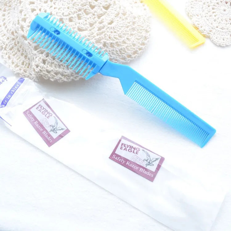 1pc pente de corte de cabelo escovas de cabelo com lâminas de barbear aparador de cabelo ferramentas de desbaste barbearia salão de beleza ferramenta de estilo pente