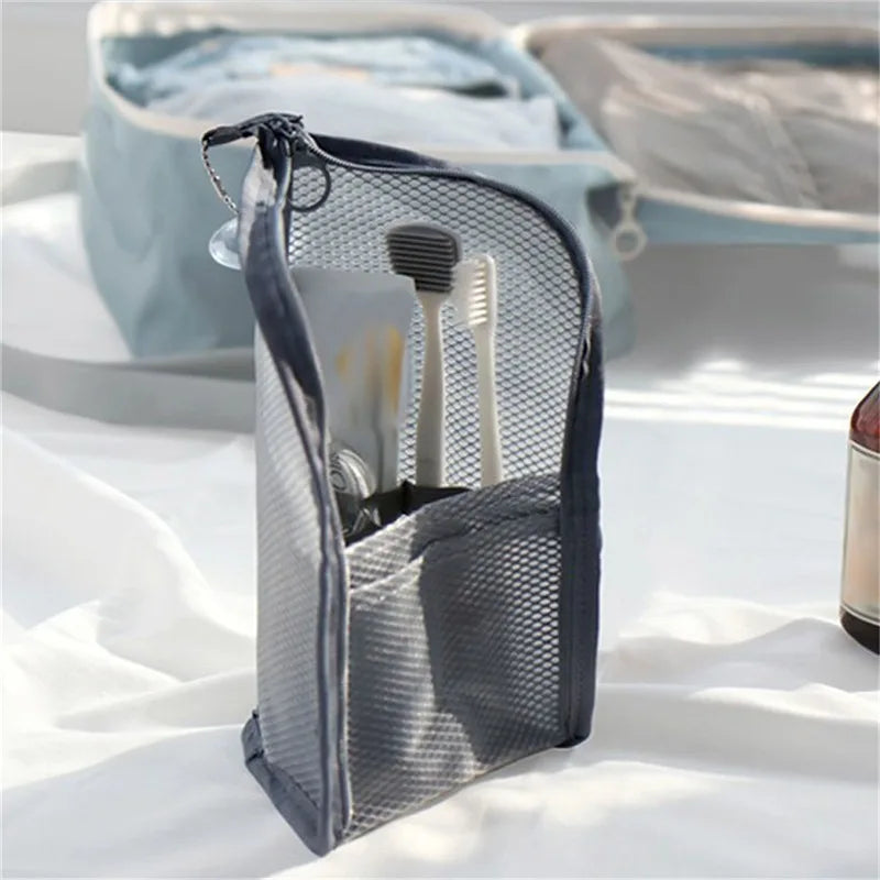 Mulheres eva malha saco de cosméticos armazenamento de viagem saco de maquiagem organizador feminino compõem bolsa portátil pequeno grande caso de beleza de higiene pessoal