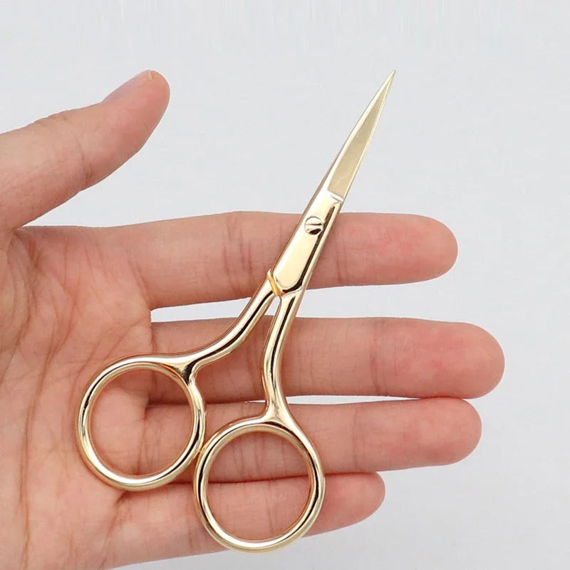1pc tesoura de maquiagem estilo europeu 9cm compacto aço inoxidável pequeno profissional sobrancelha nariz corte de cabelo manicure ferramentas de unhas