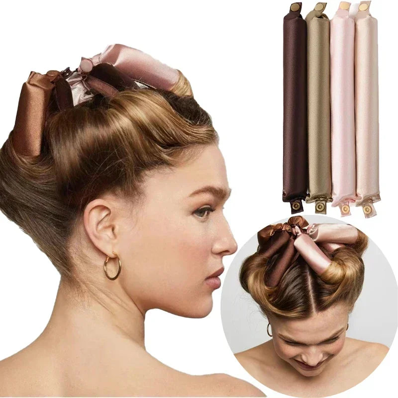 Modelador de cabelo sem calor, haste de ondulação, faixa de cabelo sem calor, cachos preguiçosos de cetim, modeladores macios, hastes flexíveis para dormir, ferramentas de estilo