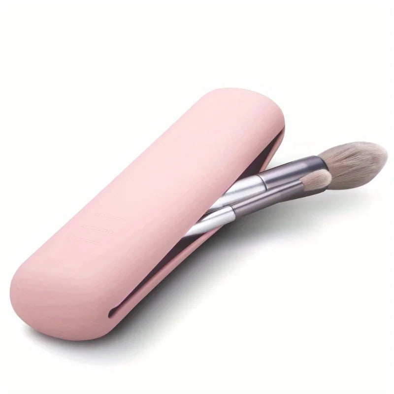 Suporte de escova de maquiagem de viagem, suporte de pincéis de rosto cosmético moderno e portátil de silicone, organizador de ferramentas de maquiagem macio e elegante