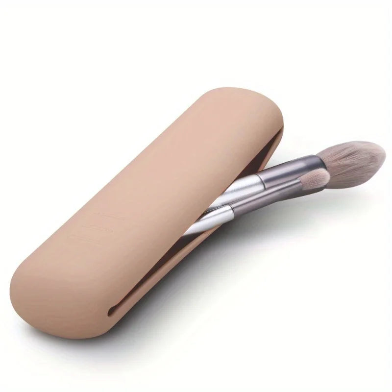 Suporte de escova de maquiagem de viagem, suporte de pincéis de rosto cosmético moderno e portátil de silicone, organizador de ferramentas de maquiagem macio e elegante