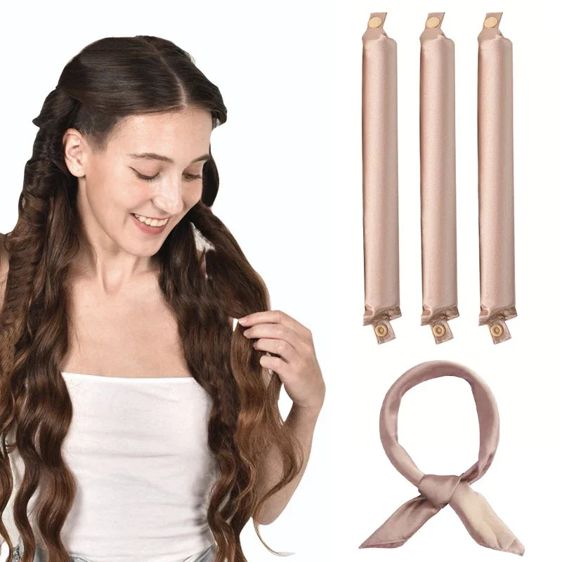 Modelador de cabelo sem calor, haste de ondulação, faixa de cabelo sem calor, cachos preguiçosos de cetim, modeladores macios, hastes flexíveis para dormir, ferramentas de estilo