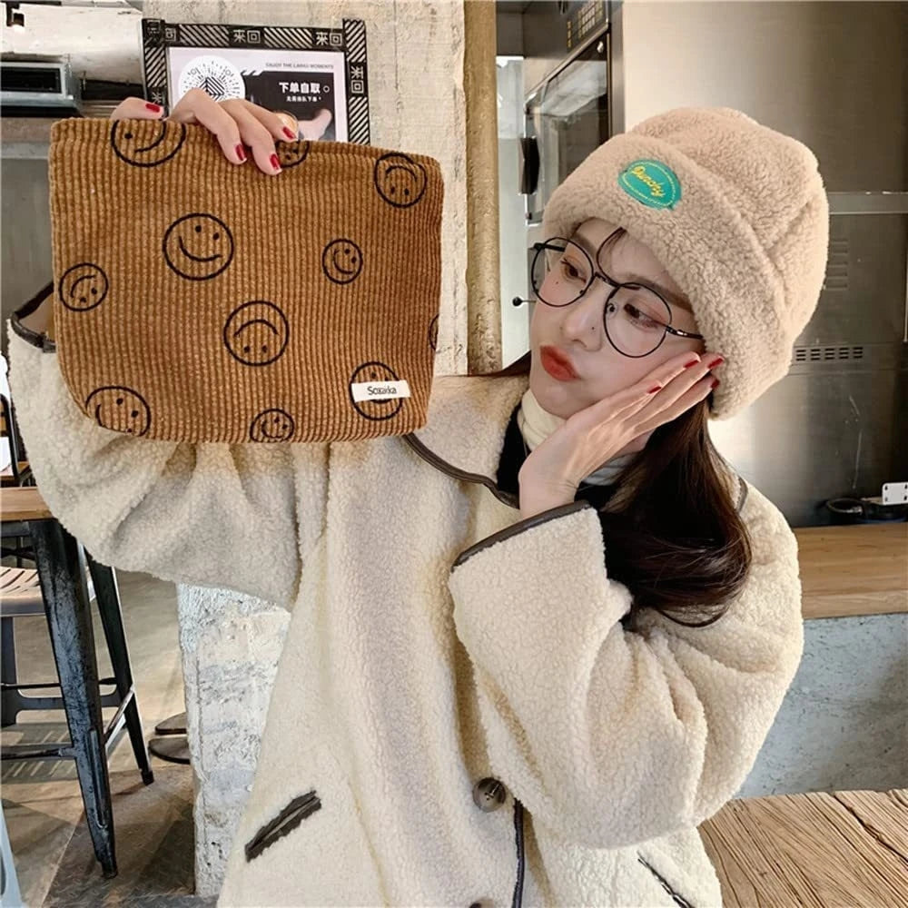 Bolsa de maquiagem grande xadrez saco de cosméticos capacidade viagem saco de higiene pessoal bonito pincéis de maquiagem acessórios estéticos saco de armazenamento